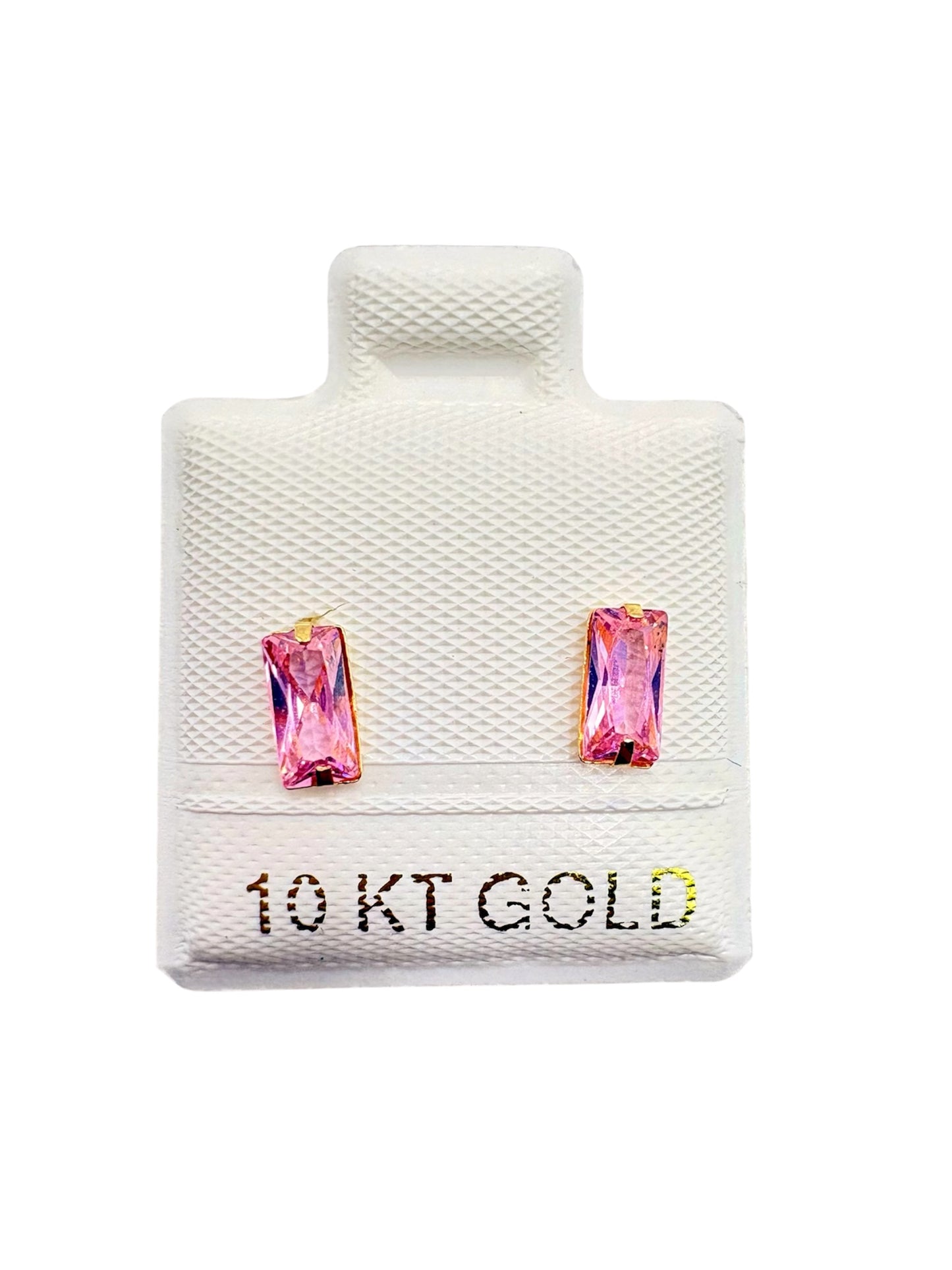 Par o pieza broquel circonita rectangular Oro 10K