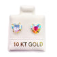 Par broquel corazón tornasol  Oro 10K
