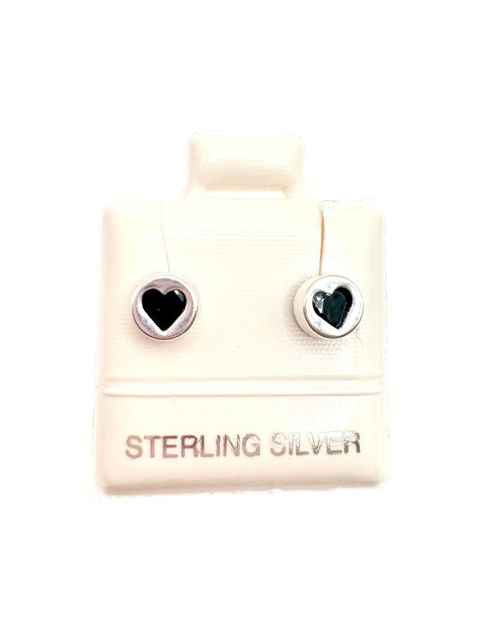 Par broquel corazón biselado Plata 925