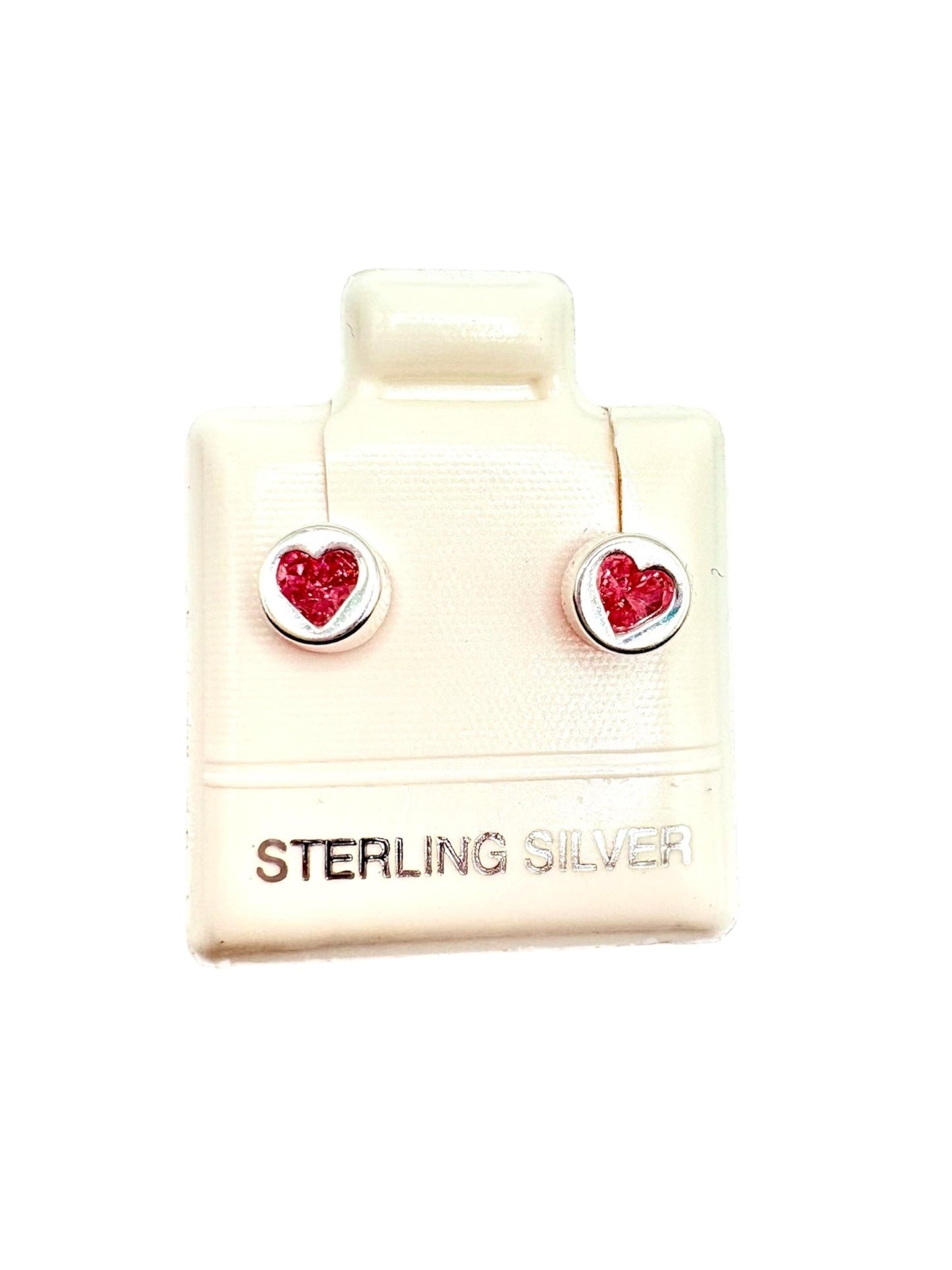 Par broquel corazón biselado Plata 925