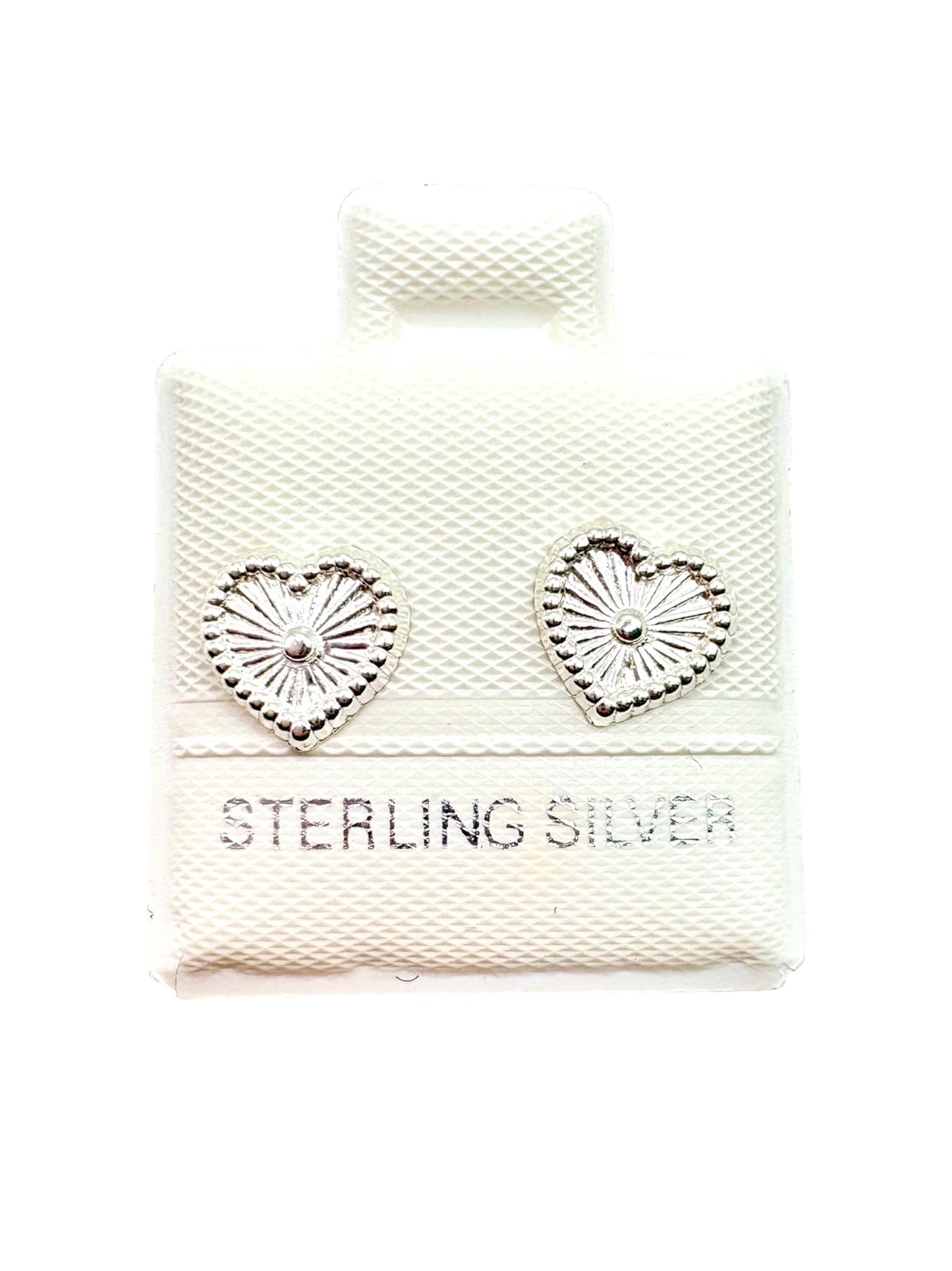 Par broquel corazón con diseño Plata 925