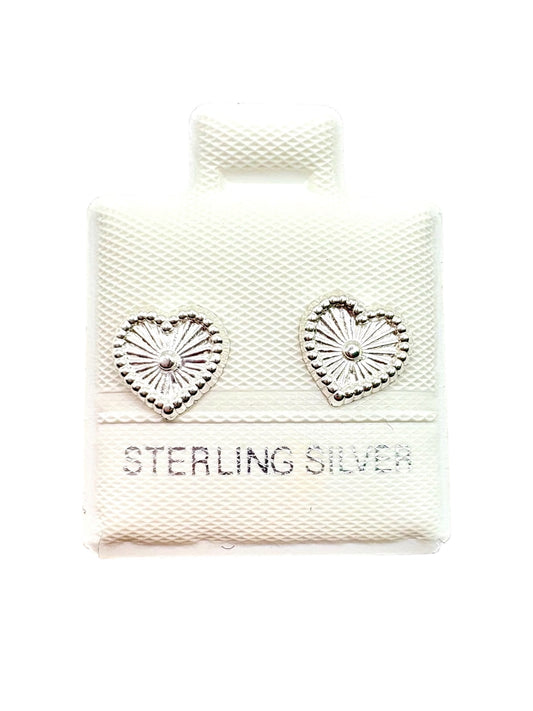 Par broquel corazón con diseño Plata 925