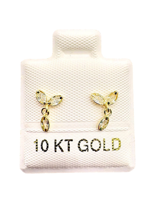Par o pieza Broquel hoja con colgante Oro 10k