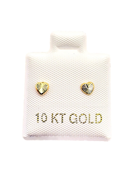 Par o pieza Broquel mini corazón biselado Oro 10k