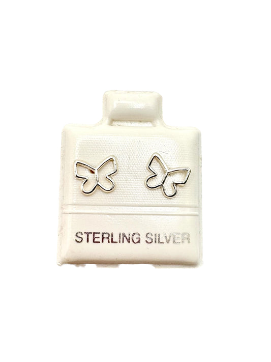 Par broquel mariposa silueta Plata 925