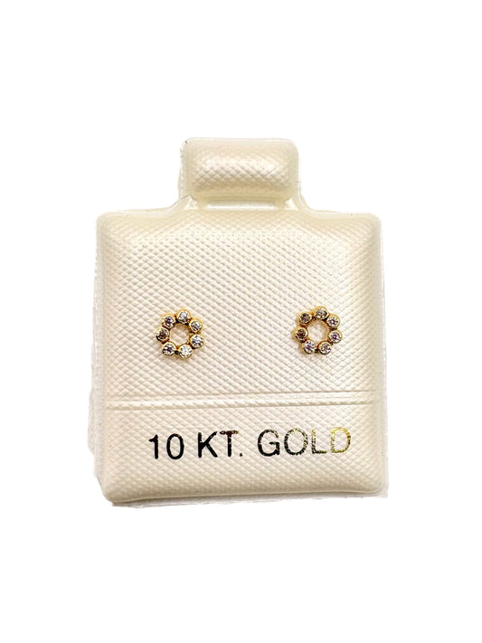 Par broquel dona mini con piedras Oro 10k