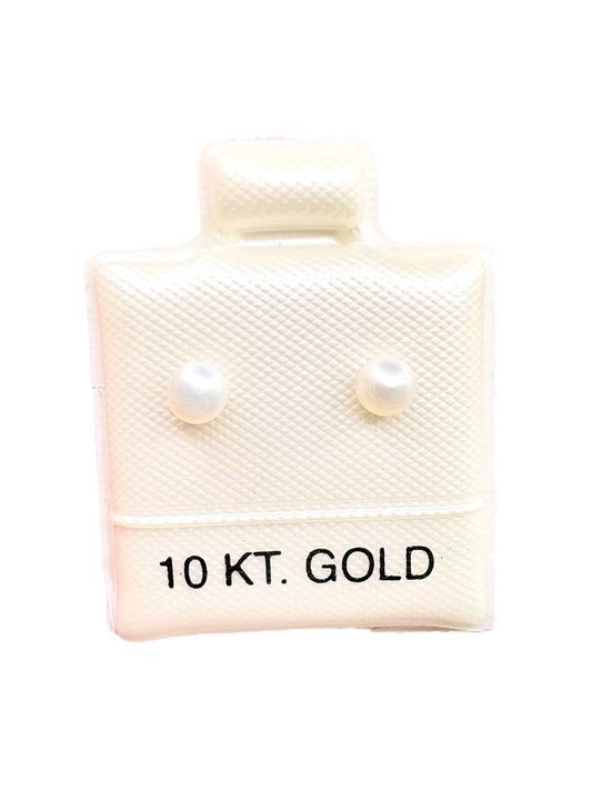 Mi primer Broquel perla natural mini básico oro 10k dorado