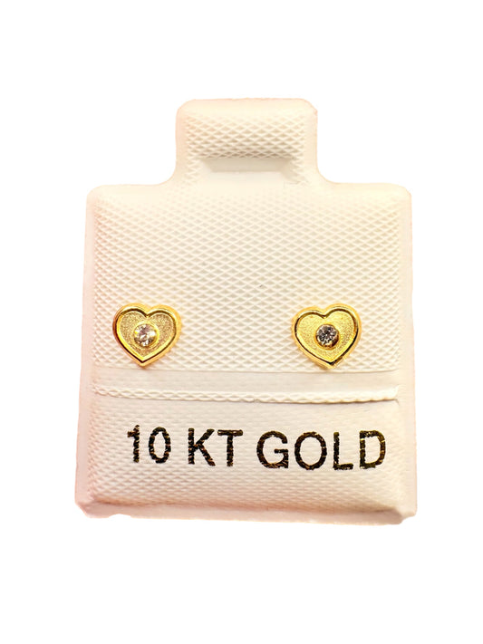 Mi primer Broquel Corazón D con Zirconia Oro 10k DORADO