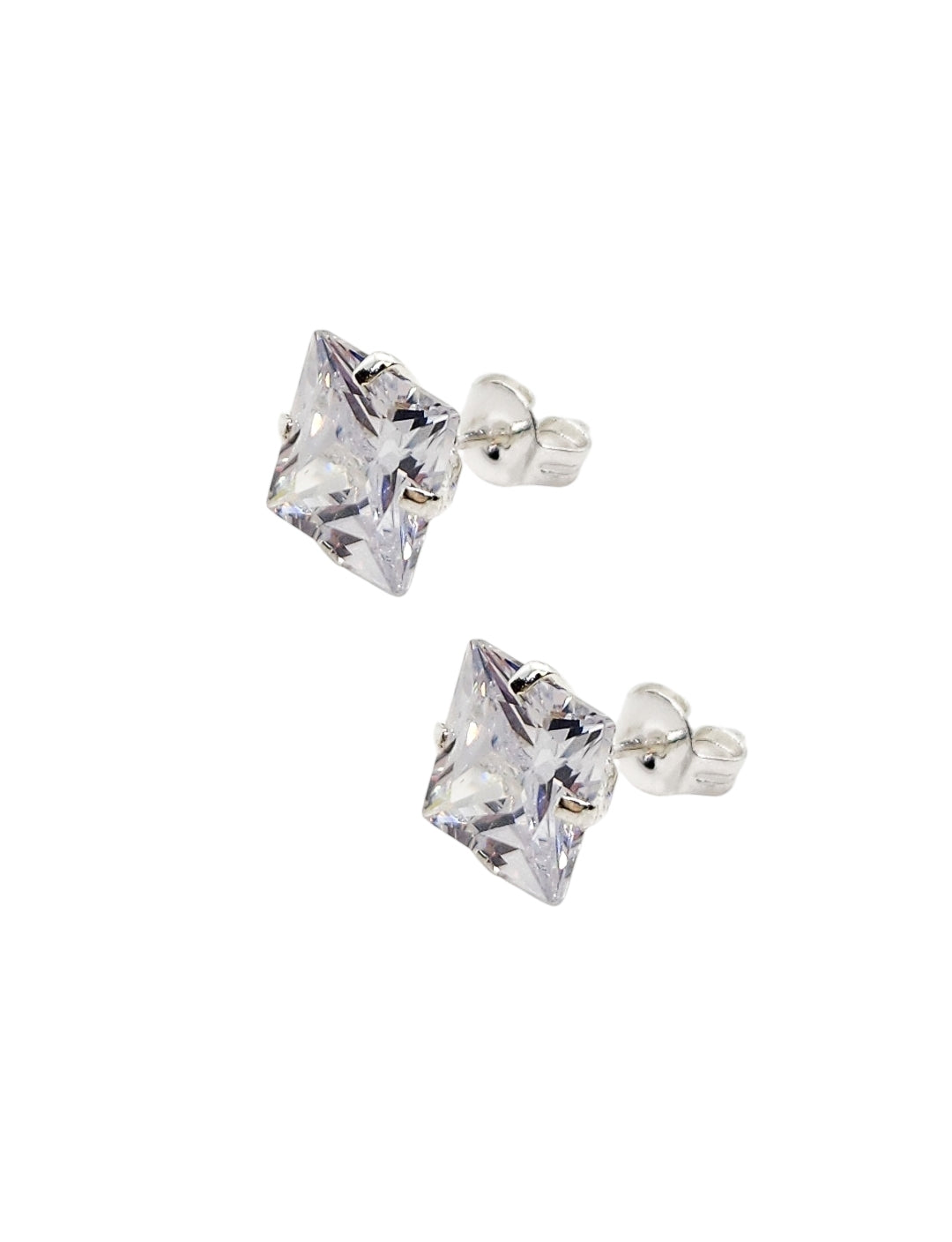 Par de aretes cuadrado XL 8mm plata 925