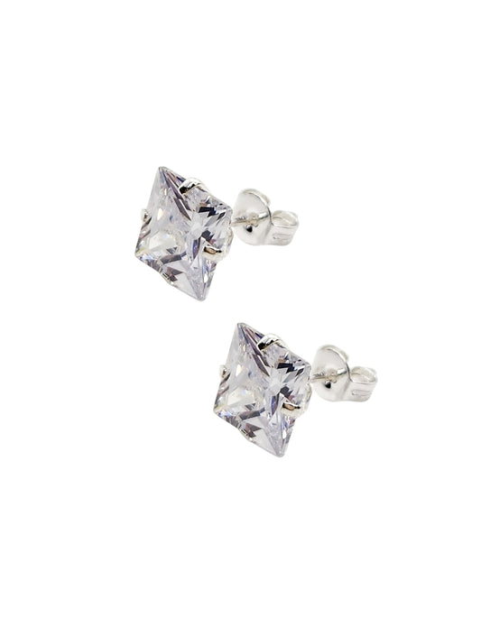 Par de aretes cuadrado XL 8mm plata 925