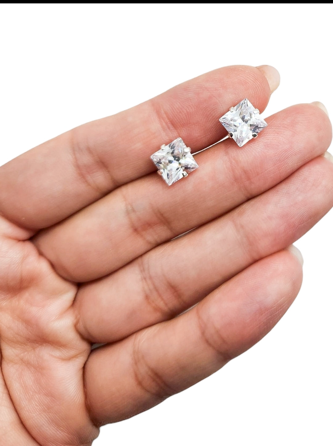 Par de aretes cuadrado XL 8mm plata 925