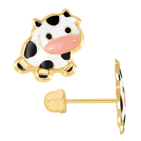 Par de Broquel vaca esmalte oro 10k DORADO