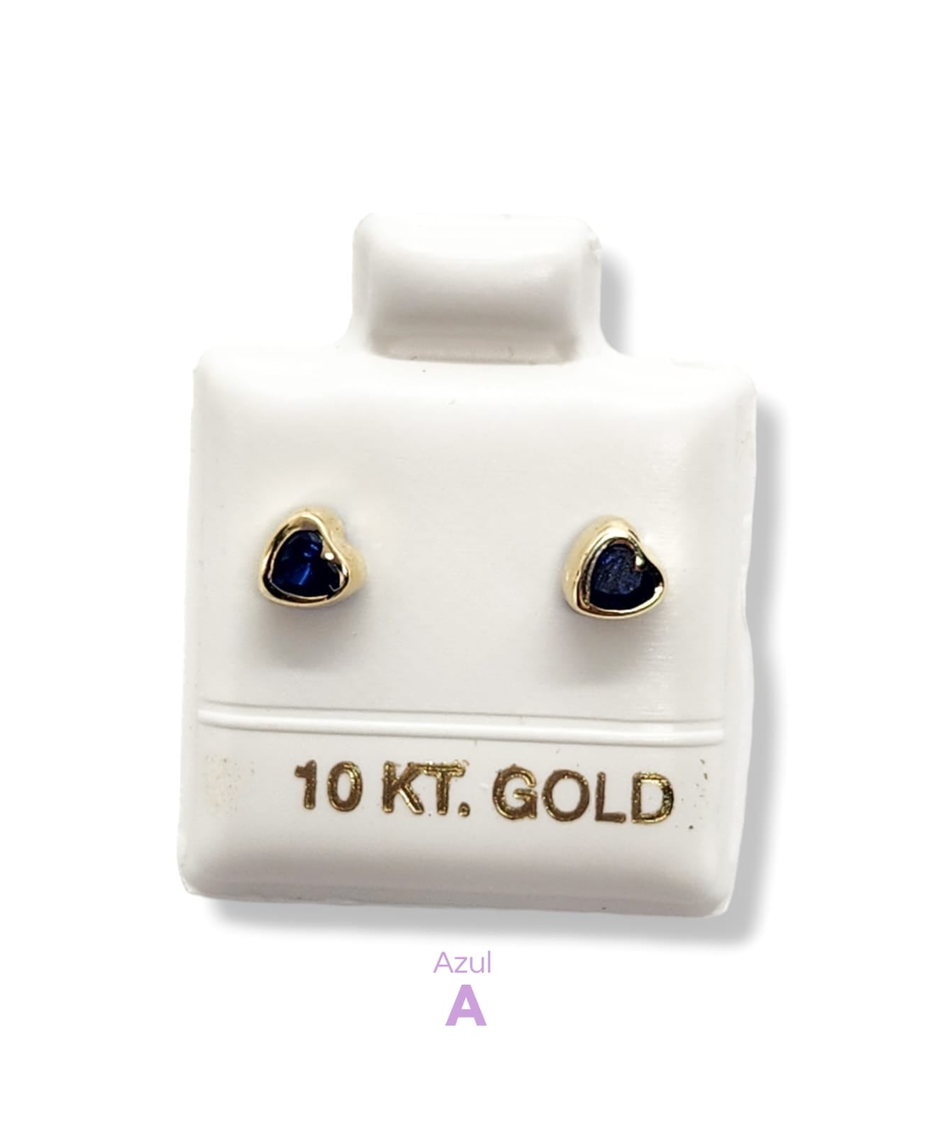 Par de Broquel bisel corazón rosa negro azul morado oro 10k