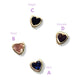 Par de Broquel bisel corazón rosa negro azul morado oro 10k