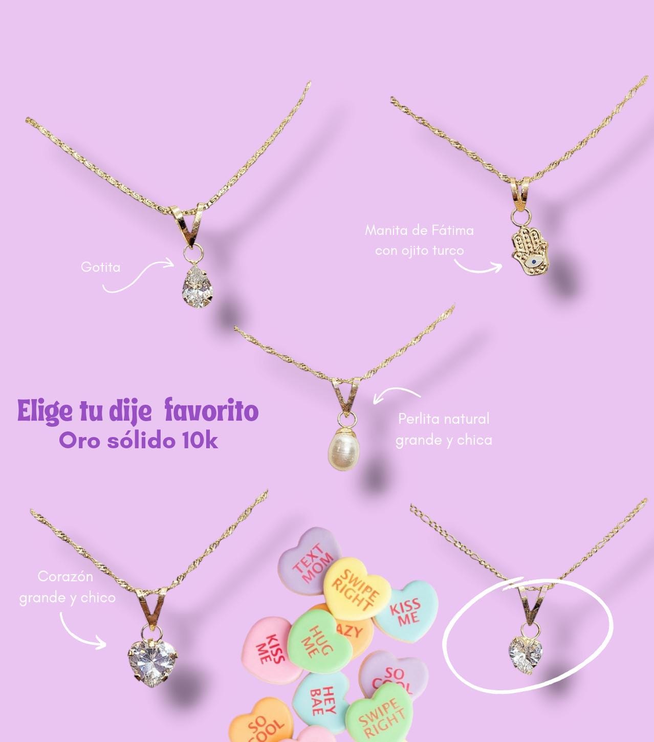 Dije mano de Fátima con ojo turco esmalte oro 10k