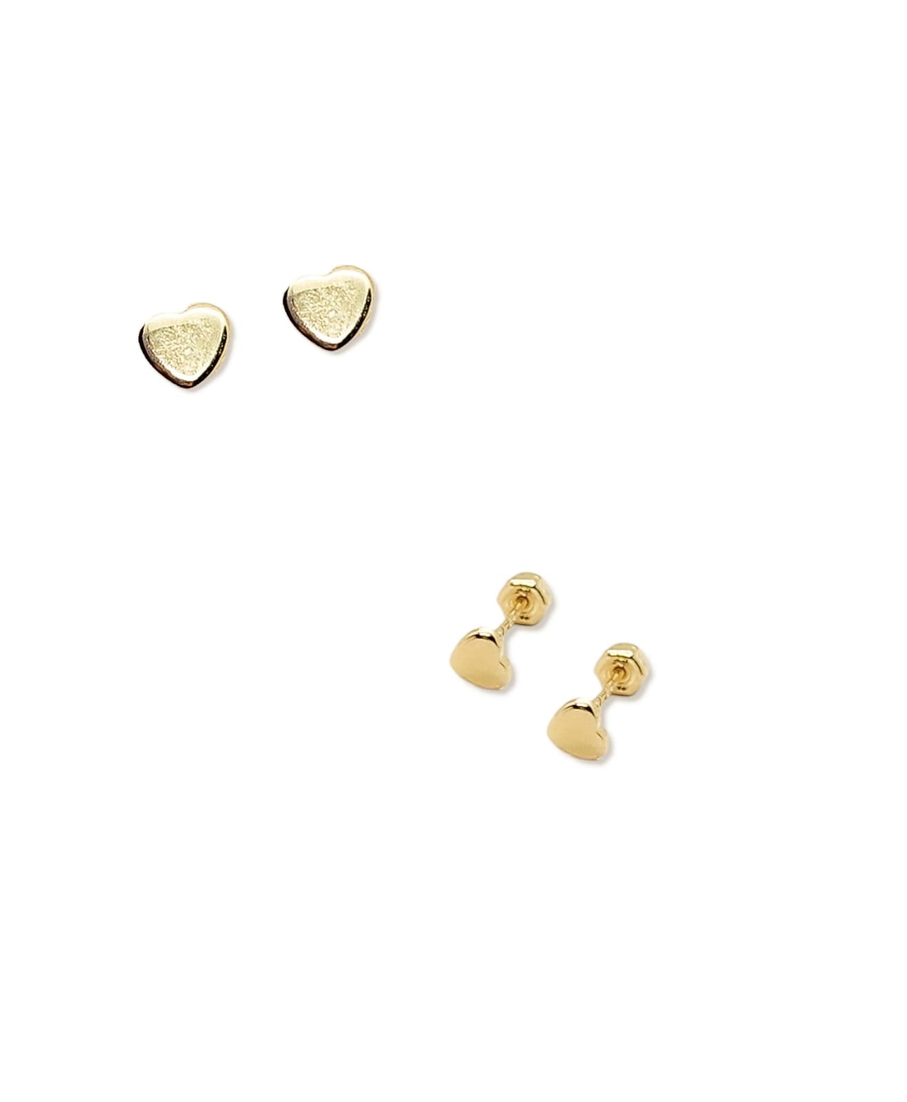 Par de Broquel corazón tachuela  mini oro 10k DORADO