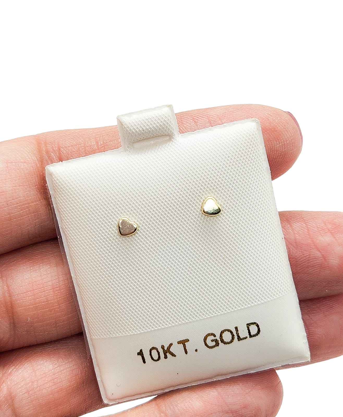 Par de Broquel corazón tachuela  mini oro 10k DORADO