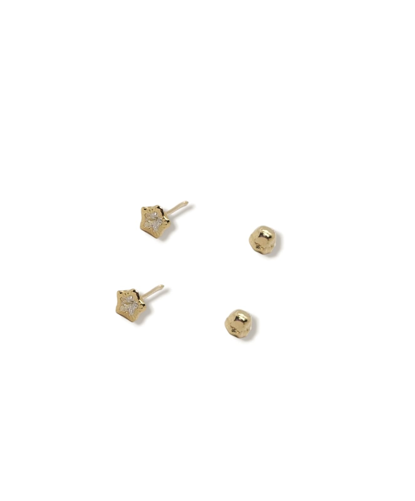 Par o Pieza de Broquel Estrella con Zirconia Blanca Facetado Mini Oro de 10k DORADO