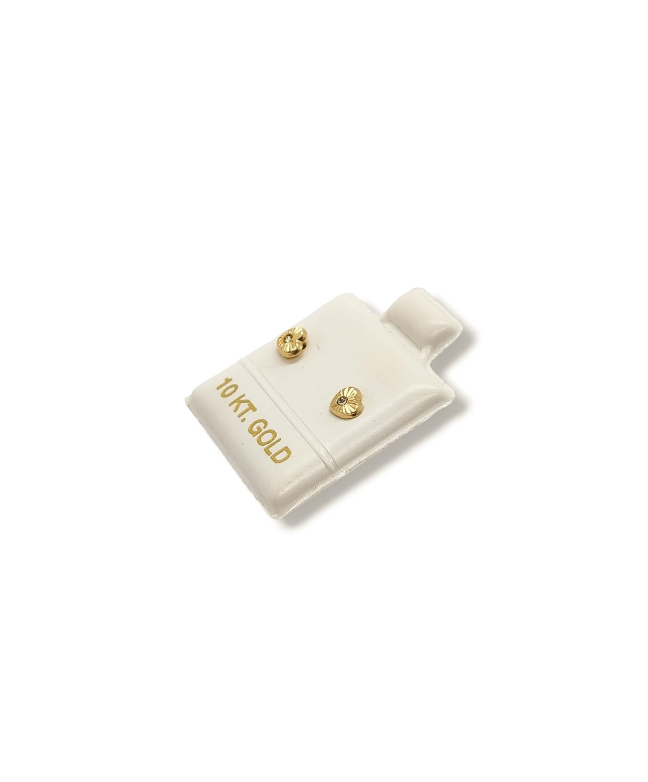 Par o Pieza de Broquel Corazón Diamantado con Zirconia Blanca Oro de 10k DORADO