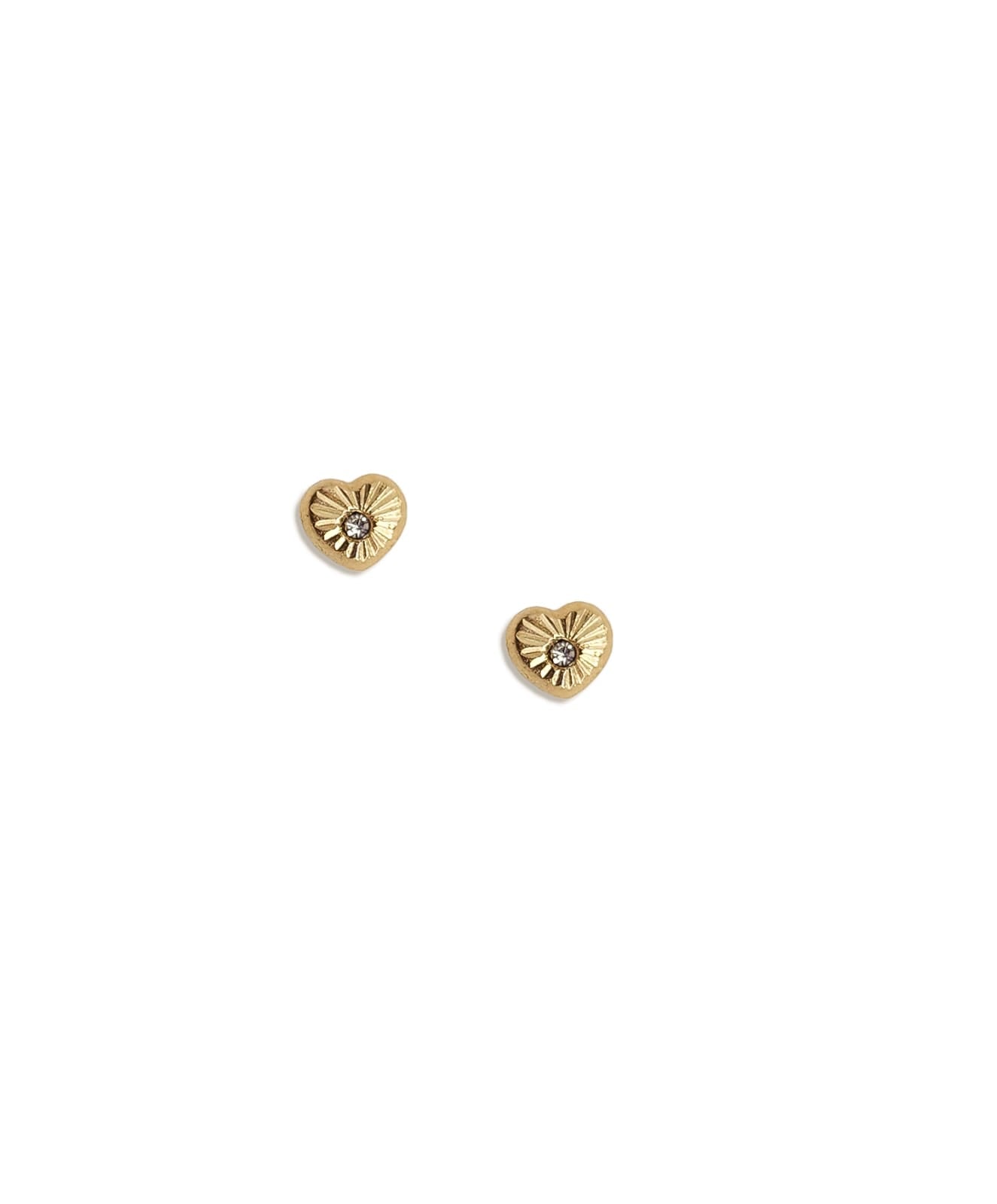Par o Pieza de Broquel Corazón Diamantado con Zirconia Blanca Oro de 10k DORADO