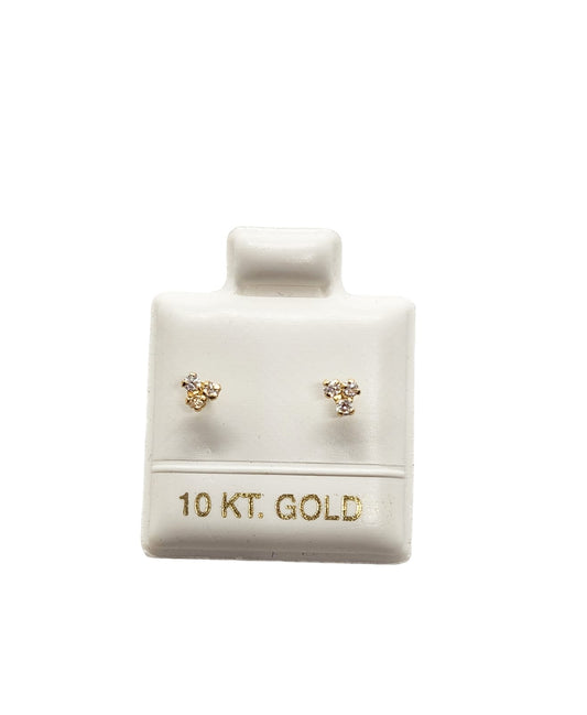 Par de broquel triple chispita trecillo color blanco oro de 10k DORADO