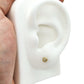 Par o Pieza de Broquel Trébol Flor con Zirconia Blanca Mini Oro de 10k DORADO
