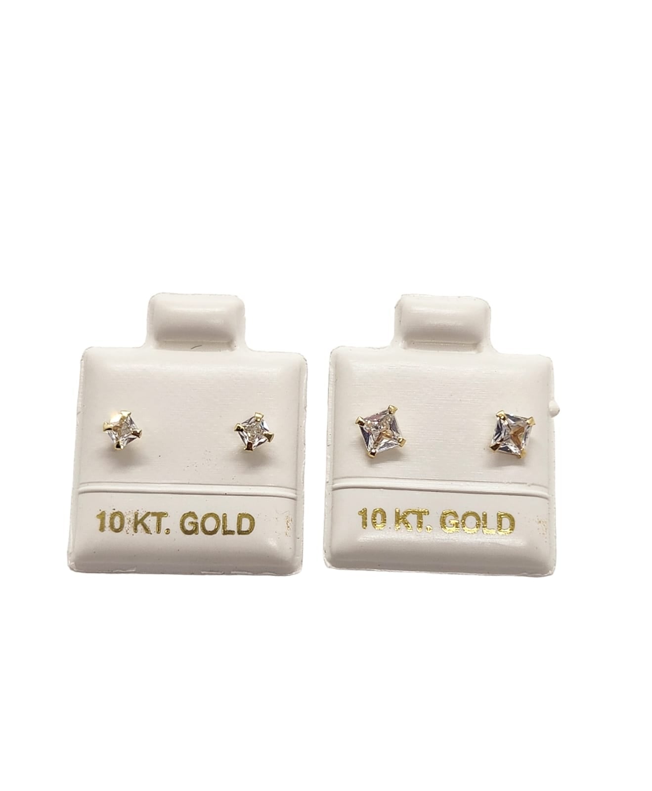 Par o Pieza de Broquel Piedra Cuadrada CHICO Y GRANDE de 10k DORADO