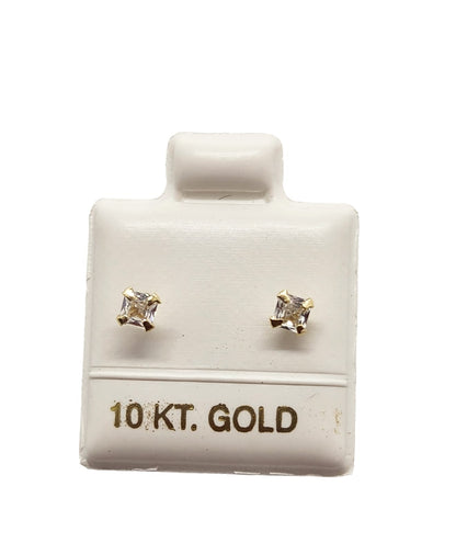 Par o Pieza de Broquel Piedra Cuadrada CHICO Y GRANDE de 10k DORADO
