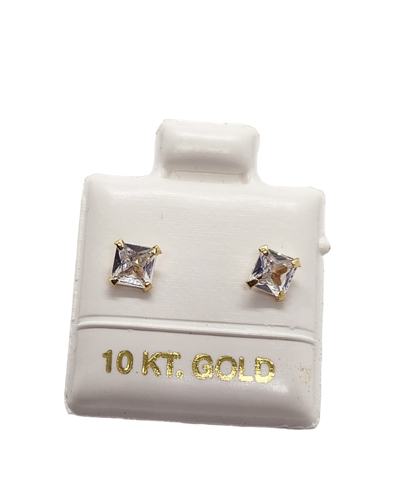 Par o Pieza de Broquel Piedra Cuadrada CHICO Y GRANDE de 10k DORADO
