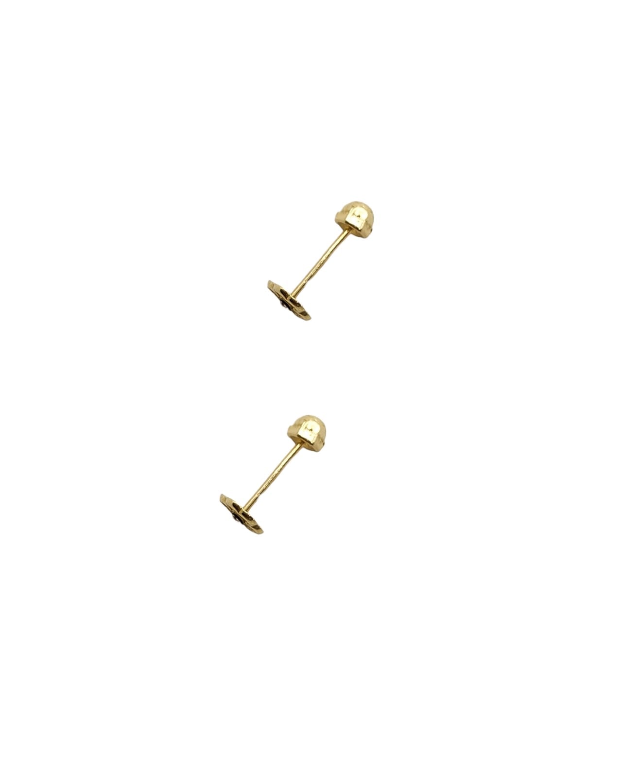 Par o Pieza de Broquel Trébol Flor con Zirconia Blanca Mini Oro de 10k DORADO