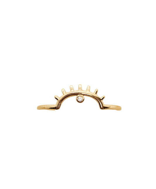 Anillo contorno en ojito turco con zirconia en oro 10k