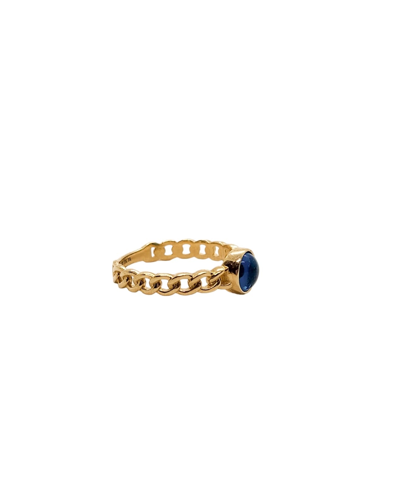 Anillo ojo turco azul estilo cadena oro 10k