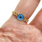 Anillo ojo turco azul estilo cadena oro 10k