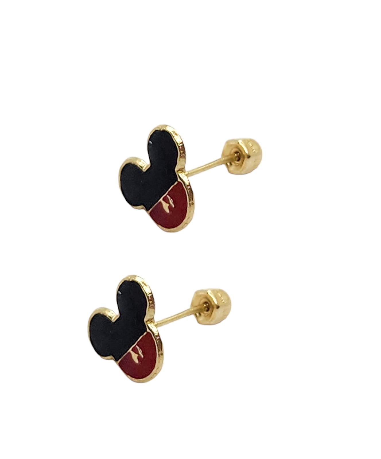 Par de Broquel ratón esmalte oro 10k DORADO