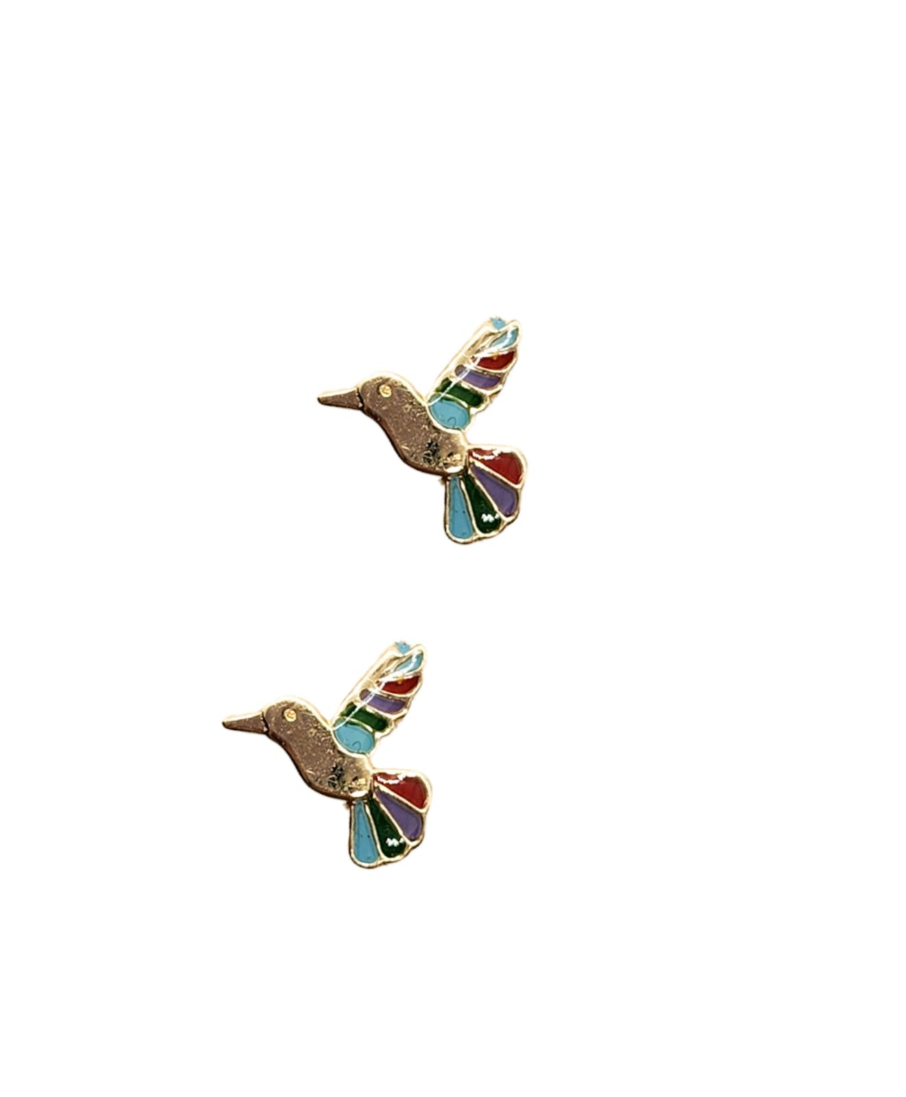 Par o Pieza de Broquel Colibrí Esmalte Oro 10k DORADO
