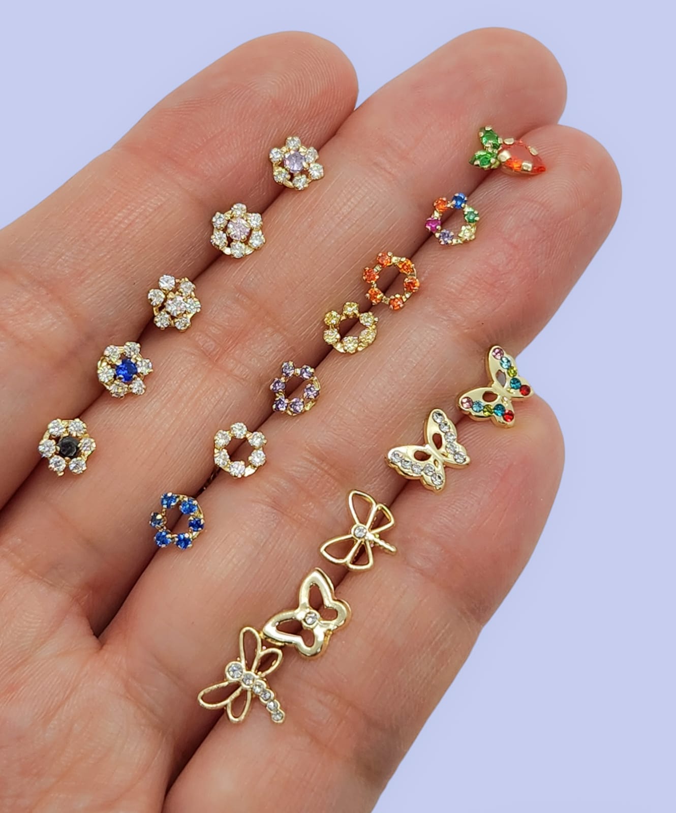 Par de Broquel libélula pp con zirconia oro 10k DORADO