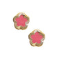 Par de Broquel flor Rosa esmalte diamantado oro 10k DORADO