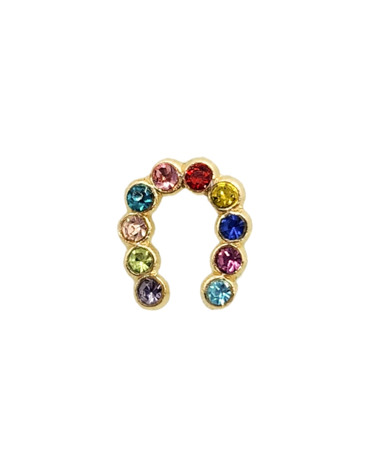 Par de Broquel herradura pp piedra blanca y colores oro 10k DORADO