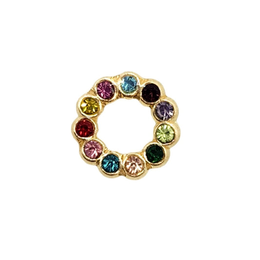 Par de Broquel dona pp piedra blanca y de colores oro 10k DORADO