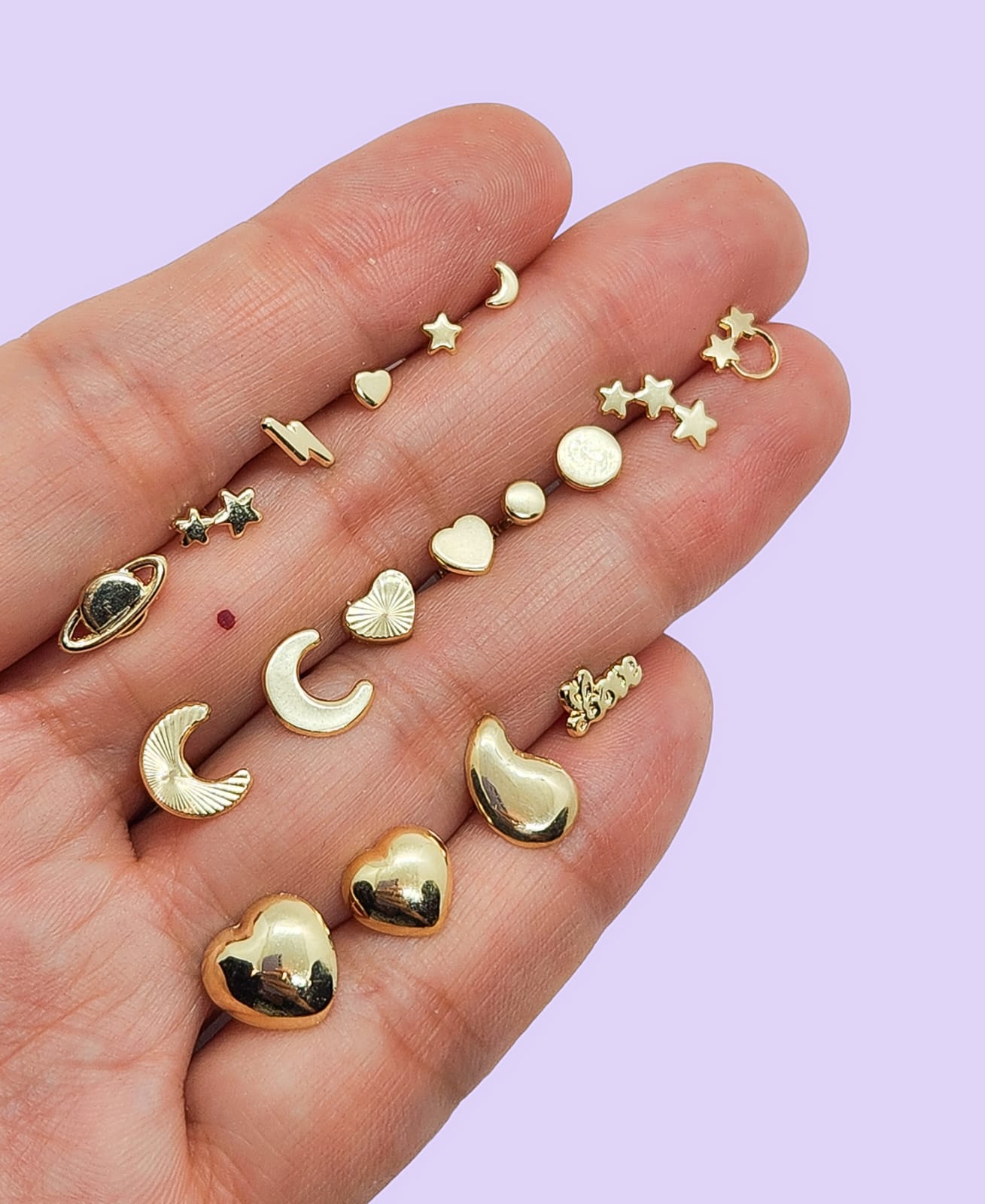 Par de Broquel luna facetada oro 10k DORADO