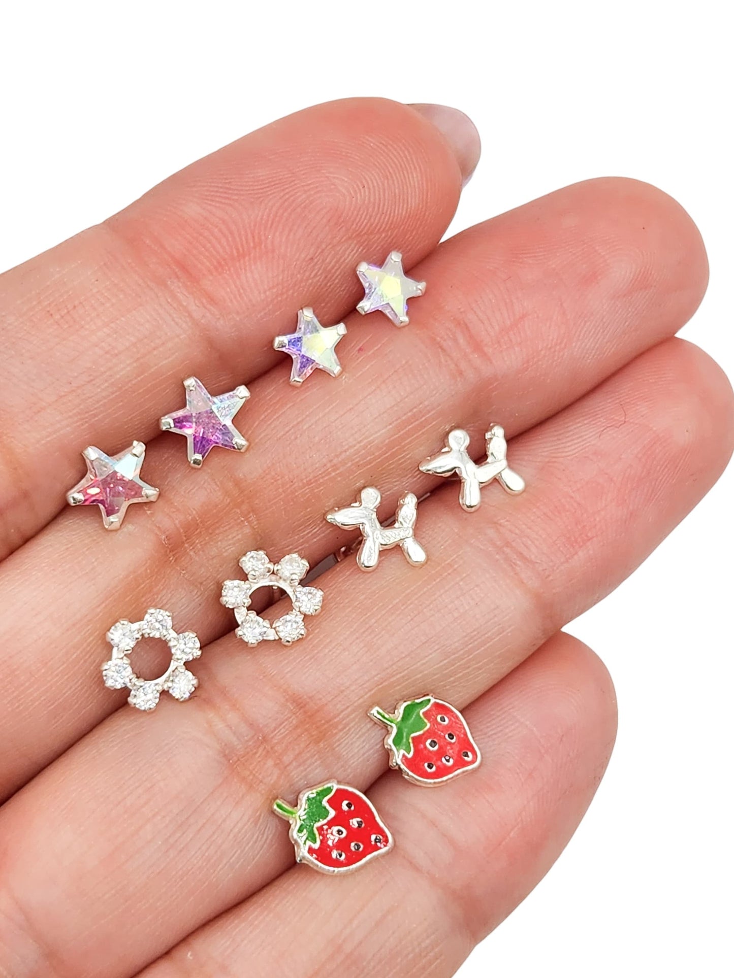 Par broquel estrella tornasol chica Plata 925