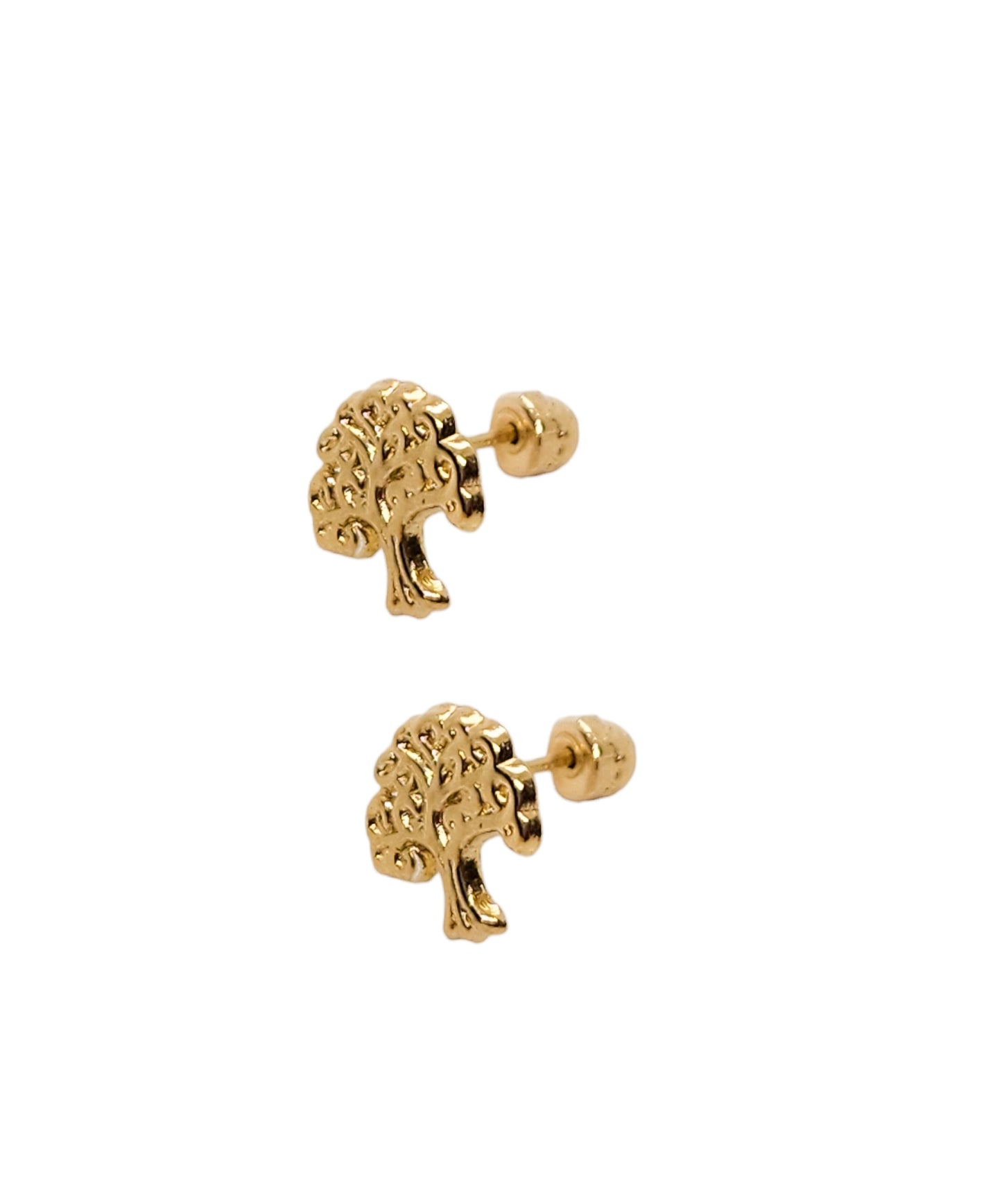 Par de Broquel árbol oro 10k DORADO