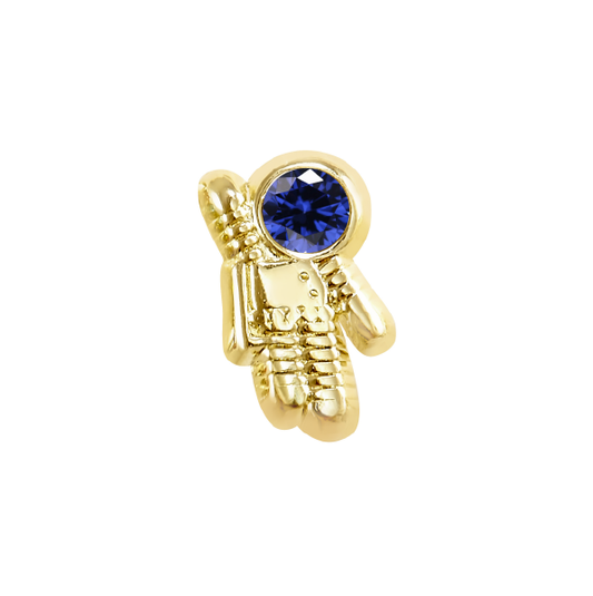 Par o Pieza de Broquel Astronauta Azul Oro de 10k