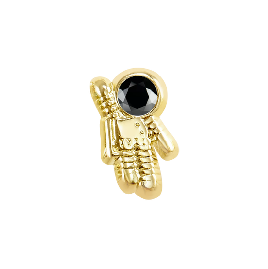 Par o Pieza de Broquel Astronauta Negro Oro de 10k