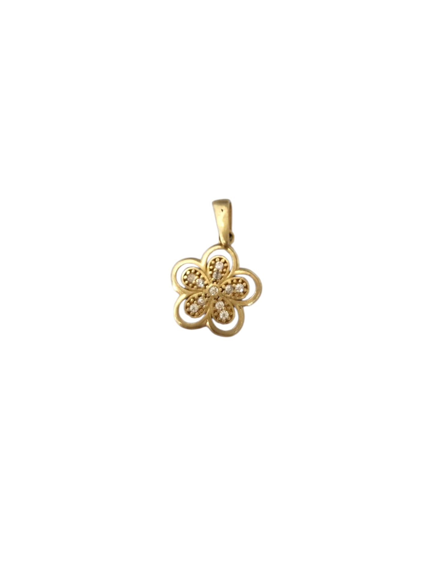 Dije flor con piedras ORO 10K