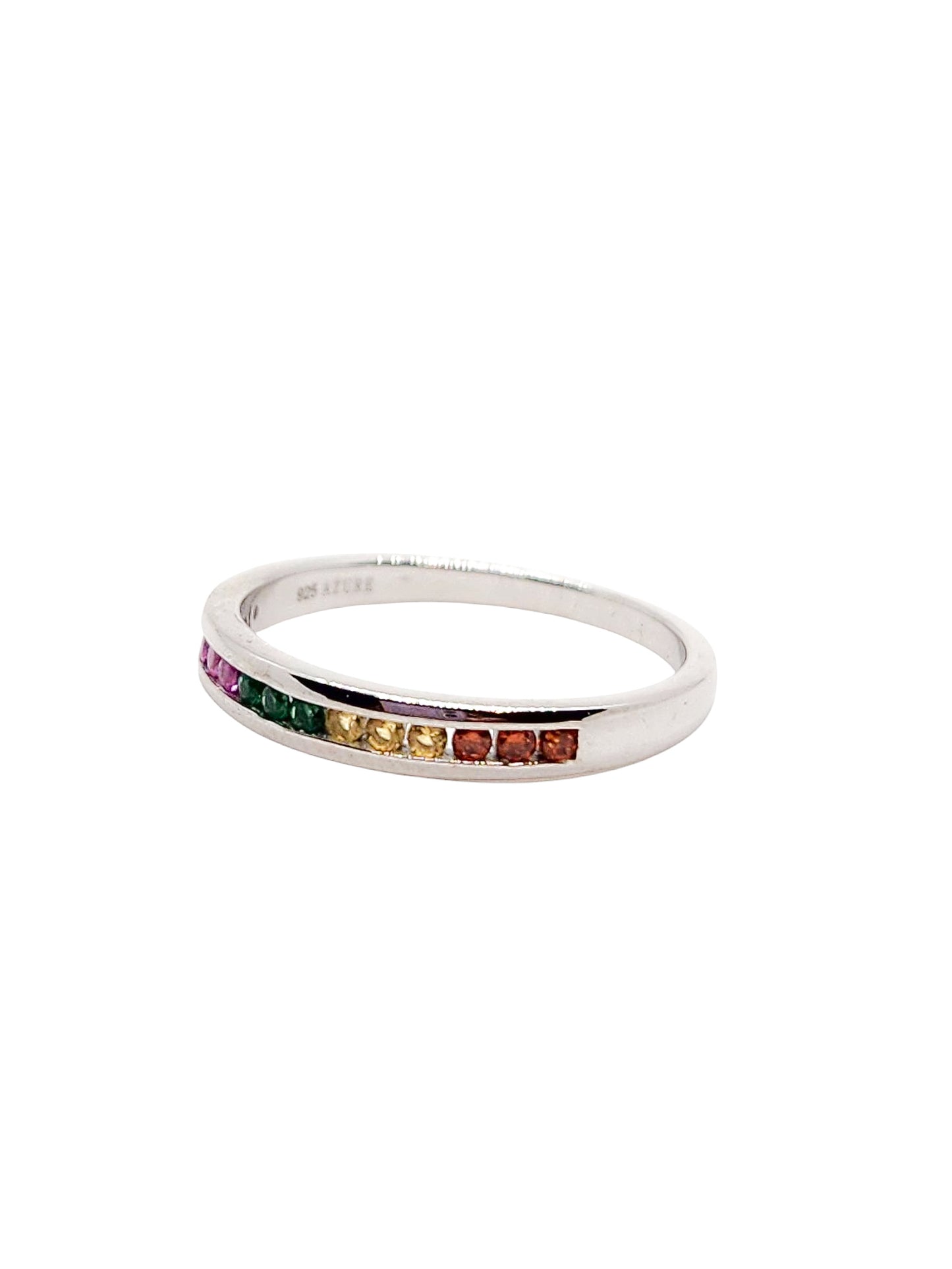 Anillo argolla media churumbela rainbow plata 925 PREMIUM