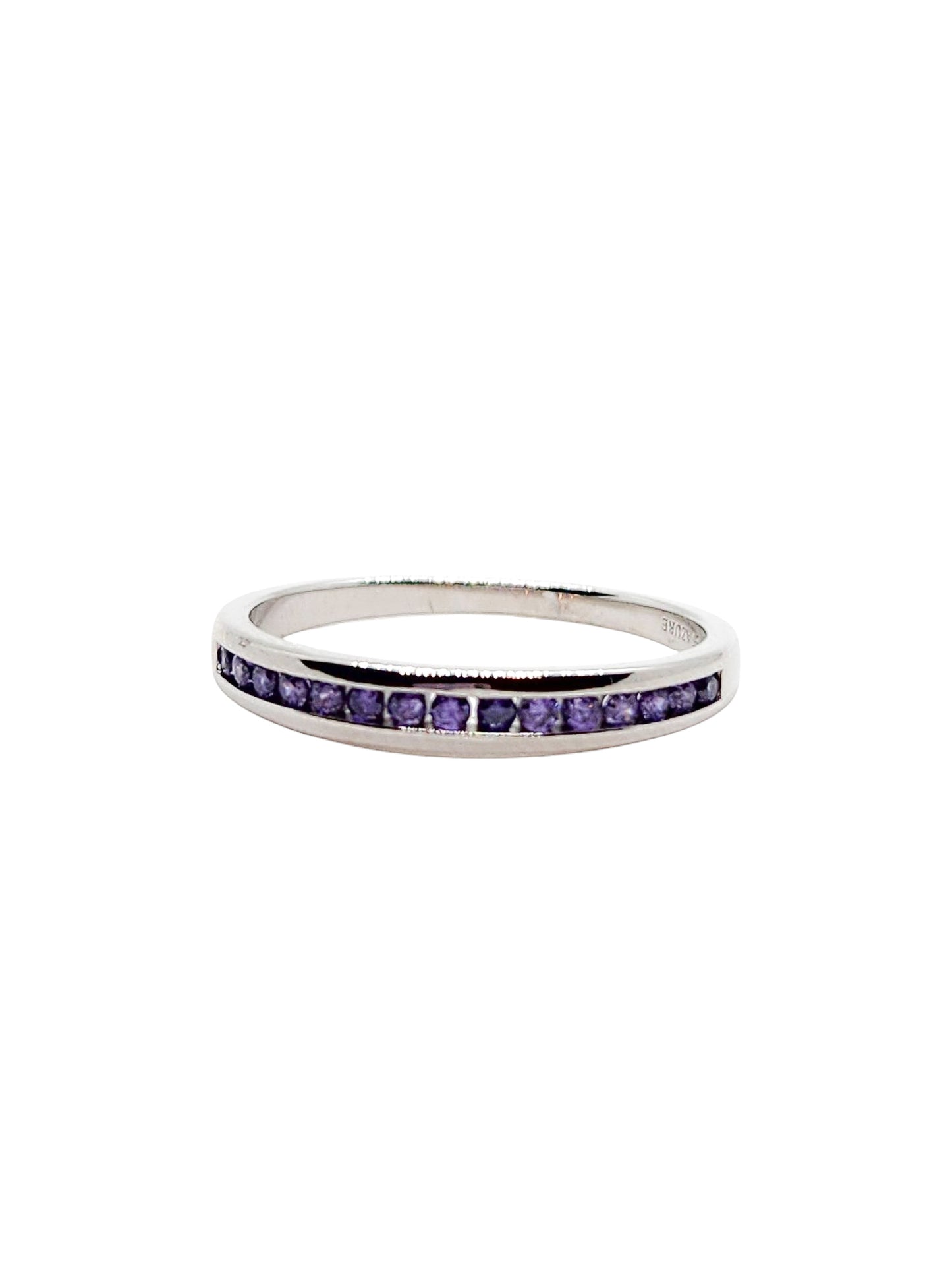 Anillo argolla media churumbela morado plata 925 PREMIUM