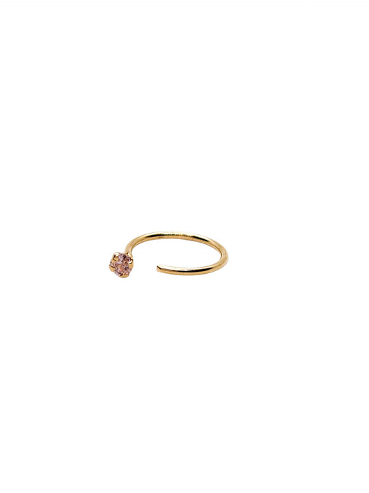 Pieza arete argolla piedra para nariz baby rosa  oro 10k DORADO