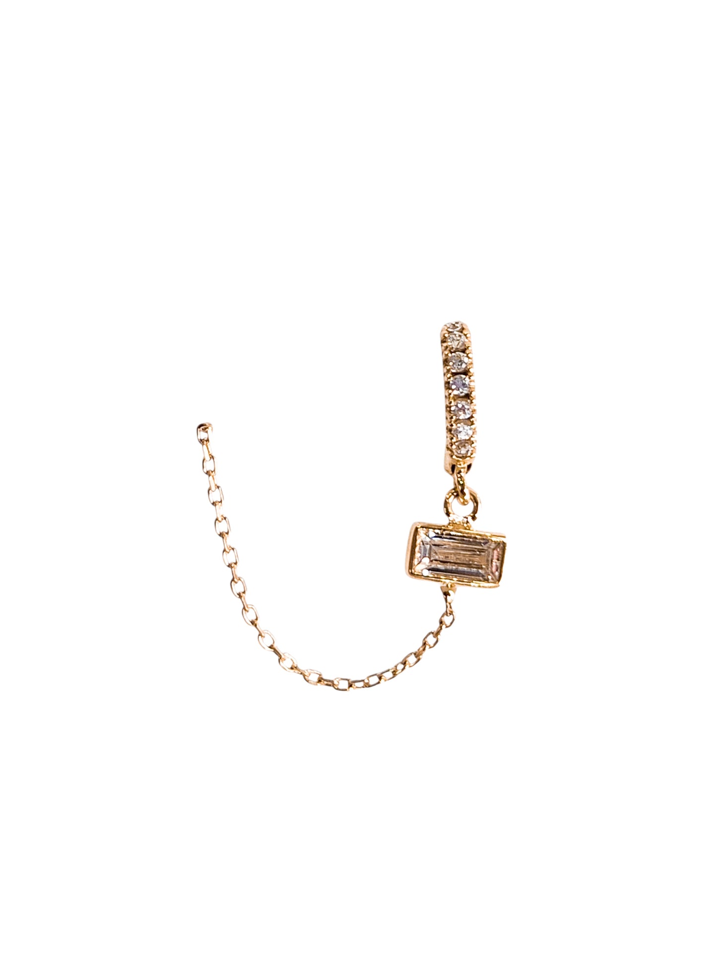 Par o Pieza de arete huggie con cadena Oro de 10k DORADO