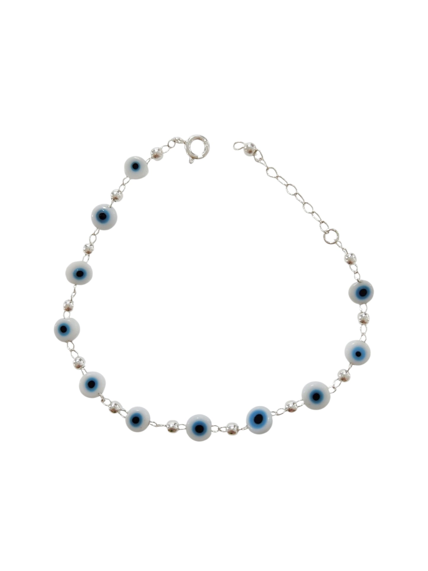 Pulsera ojito turco blanco plata 925
